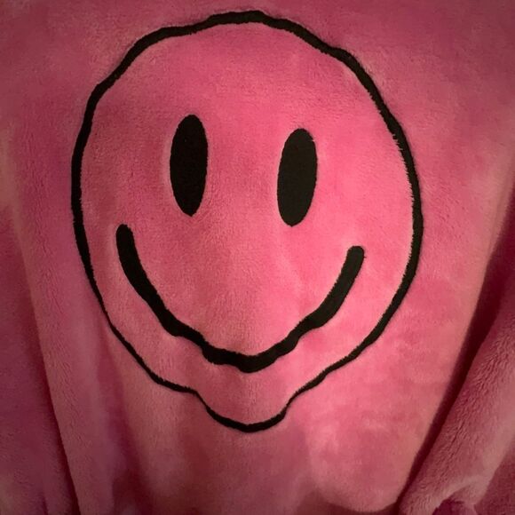 Victoria’s Secret PINK Smiley Face Plush Robe – XS/S – Soft Fleece Belted Pink B - Picture 3 of 5